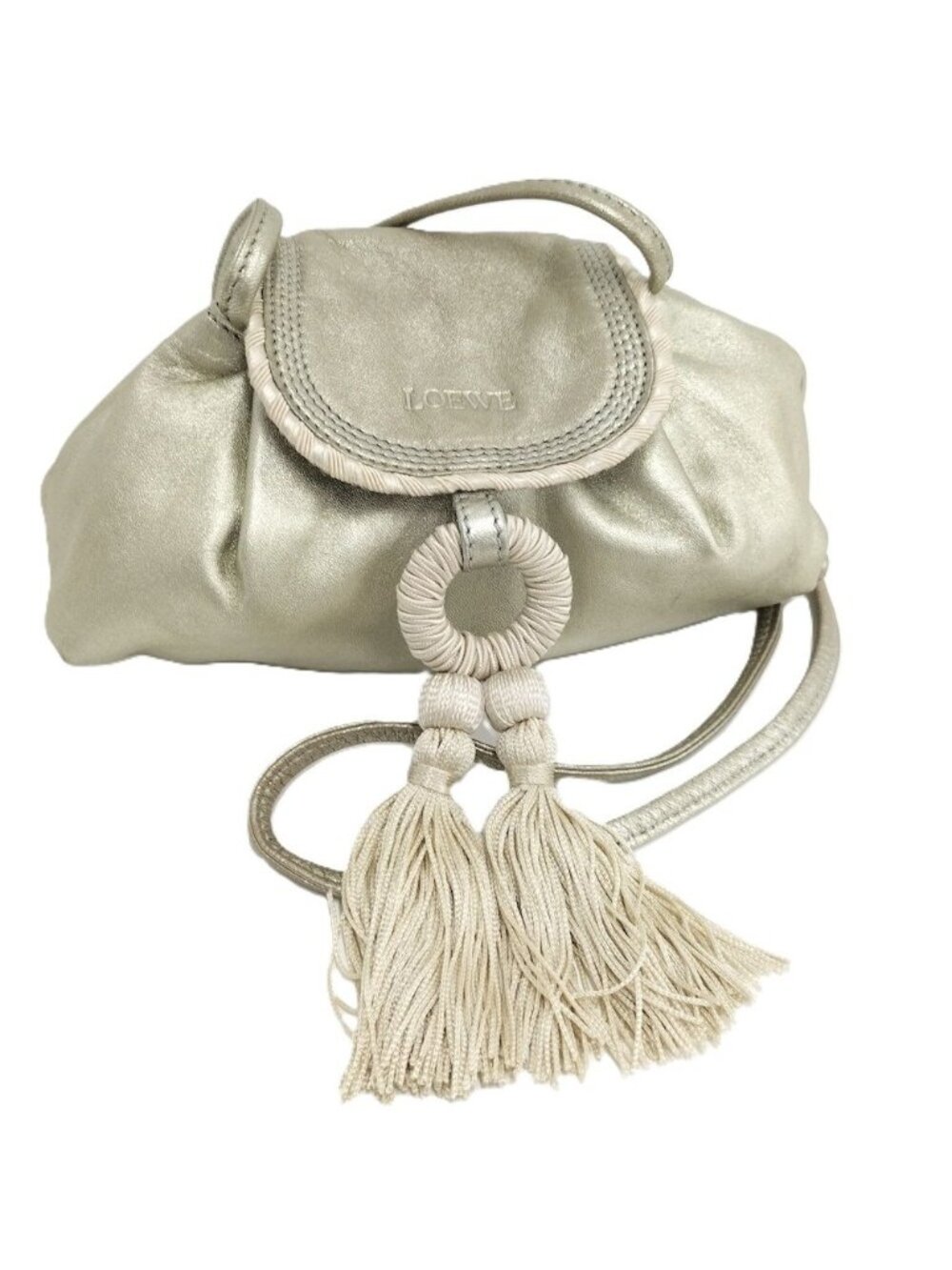 Loewe Tassel Shoulder Bag Leather Gold